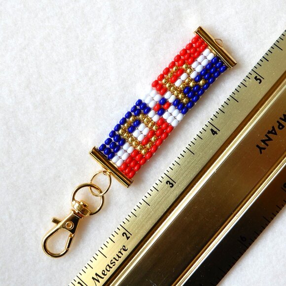 Dominican Republic DR flag bead keychain / bag charm, handmade, 30% to charity - Picture 5 of 5